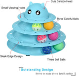 3-Level Turntable Cat Toys Balls with Six Colorful Balls Cat Toys Pet Clever 