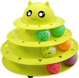 3-Level Turntable Cat Toys Balls with Six Colorful Balls Cat Toys Pet Clever Green 