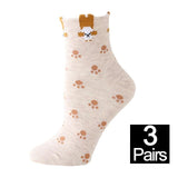 3 Pairs Animal Printed Polka Dots Socks Cat Design Accessories Pet Clever H 3pairs 