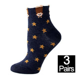 3 Pairs Animal Printed Polka Dots Socks Cat Design Accessories Pet Clever F 3pairs 