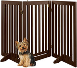 3-Panel Freestanding Wooden Pet Gate w/Walk Through Door Training Pet Clever 