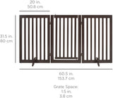 3-Panel Freestanding Wooden Pet Gate w/Walk Through Door Training Pet Clever 