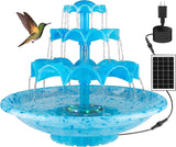 3 Tier DIY Solar Fountain with 24-Hours Working and Lights Fountain Pump Pet Clever Blue 