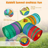 3 Way Bunny Hideout Small Animal Activity Tunnel Toys Hamster Pet Clever 