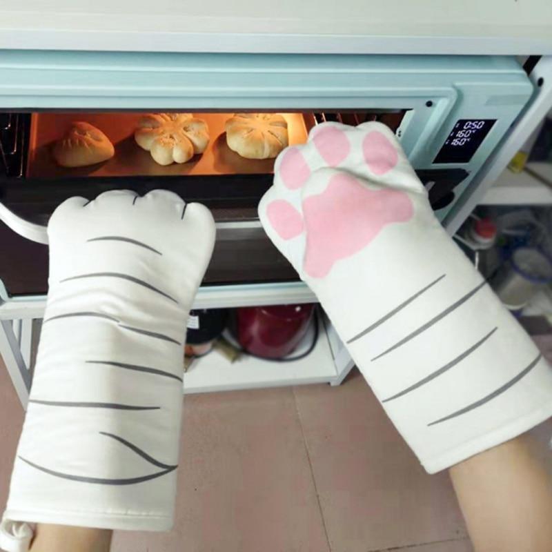 3D Cartoon Animal Cat Paws Oven Mitts Cat Design Accessories Pet Clever 