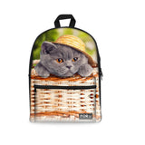 3D Cat BackPack Bag With Laptop Compartment Cat Design Bags Pet Clever Basket 