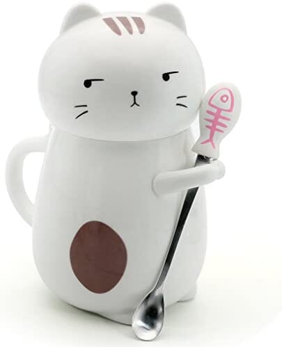3D Funny Cat Mug with Stirring Spoon and Lid Cat Design Accessories Pet Clever 