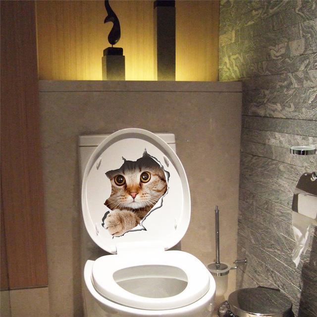 3D Hole Home Sticker Decoration Home Decor Cats Pet Clever A 