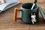 3D Husky Mug with Lid and Matching Spoon Other Pets Design Mugs Pet Clever 