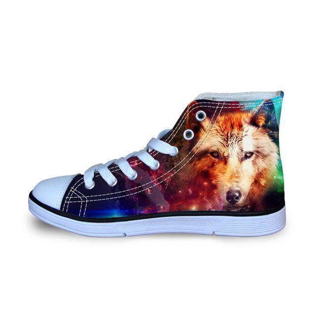 3D Wolf Printed Women Canvas Lace Up Shoes Dog Design Footwear Pet Clever 1 