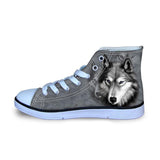 3D Wolf Printed Women Canvas Lace Up Shoes Dog Design Footwear Pet Clever 10 