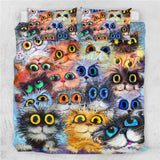 3pcs Cat Print Bedding Set Cat Design Accessories Pet Clever Cat 8 US Twin 