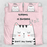 3pcs Cat Print Bedding Set Cat Design Accessories Pet Clever Cat 3 US Twin 