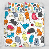 3pcs Cat Print Bedding Set Cat Design Accessories Pet Clever Cat 7 US Twin 