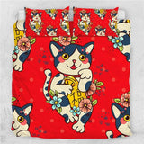 3pcs Cat Print Bedding Set Cat Design Accessories Pet Clever Cat 6 US Twin 