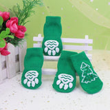 4pcs Cute Christmas Pet Socks Cat Clothing Pet Clever Green S 