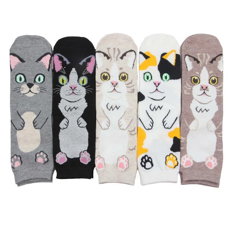 5 Pairs Funny Cat Style Socks Cat Design Accessories Pet Clever 