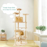 80" Beige Cat Tree Tower Condo with Sisal-Covered Scratching Posts Cat Trees & Scratching Posts Pet Clever 