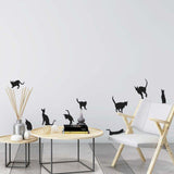 9pcs Black Jumping Cat Wall Decor Cat Design Accessories Pet Clever 