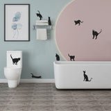 9pcs Black Jumping Cat Wall Decor Cat Design Accessories Pet Clever 