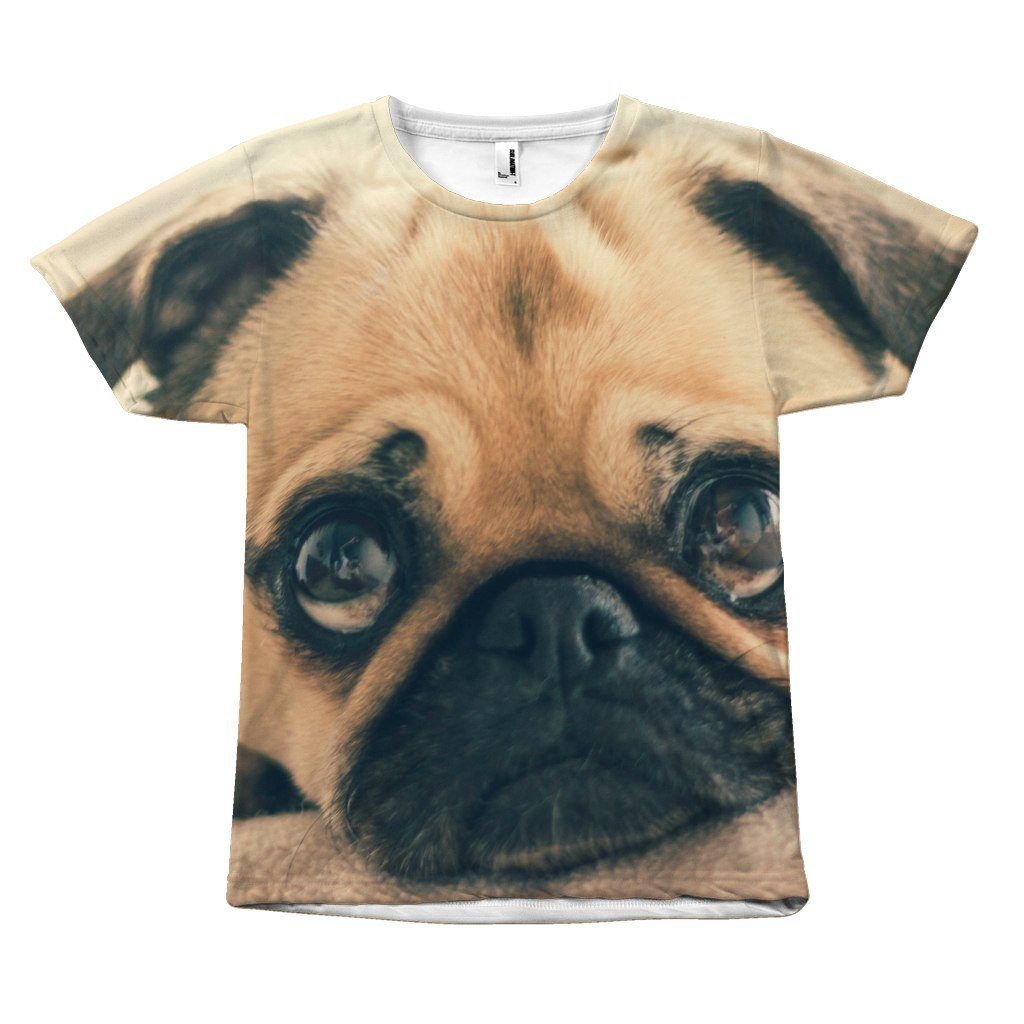 Adorable "Pug Puppy Eyes Design" T-Shirt All Over Print teelaunch Pug Eyes S 