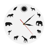 African Animals Silhouette Wall Clock Safari Wild Animals Minimalist Design Modern Wall Clock Pet Clever No Frame 