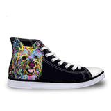 Amazing Colorful High Top Women 3D Dog Print Shoes Dog Design Footwear Pet Clever 