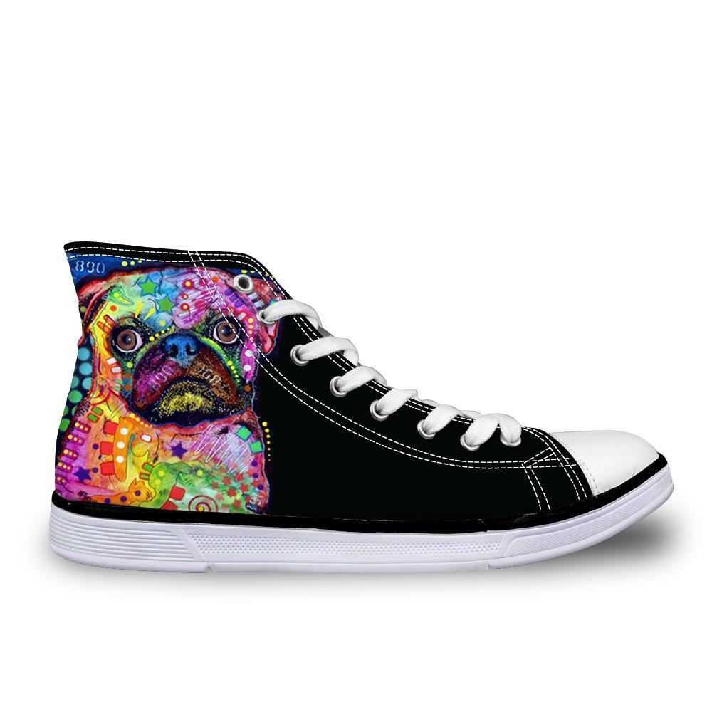 Amazing Colorful High Top Women 3D Dog Print Shoes Dog Design Footwear Pet Clever 