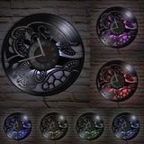 Amphibian Tortoise Wall Clock Sea Animals Beach Life Vinyl Record Timer Wall Clock Other Pets Design Accessories Pet Clever With LED 