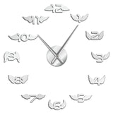 Angel Wings With Number Modern DIY Large Wall Clock Bird Wings Frameless Wall Watch Other Pets Design Accessories Pet Clever Silver 37 Inch 