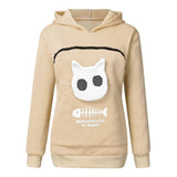 Animal Pouch Hood Top Cat Design Hoodies Pet Clever Beige S 