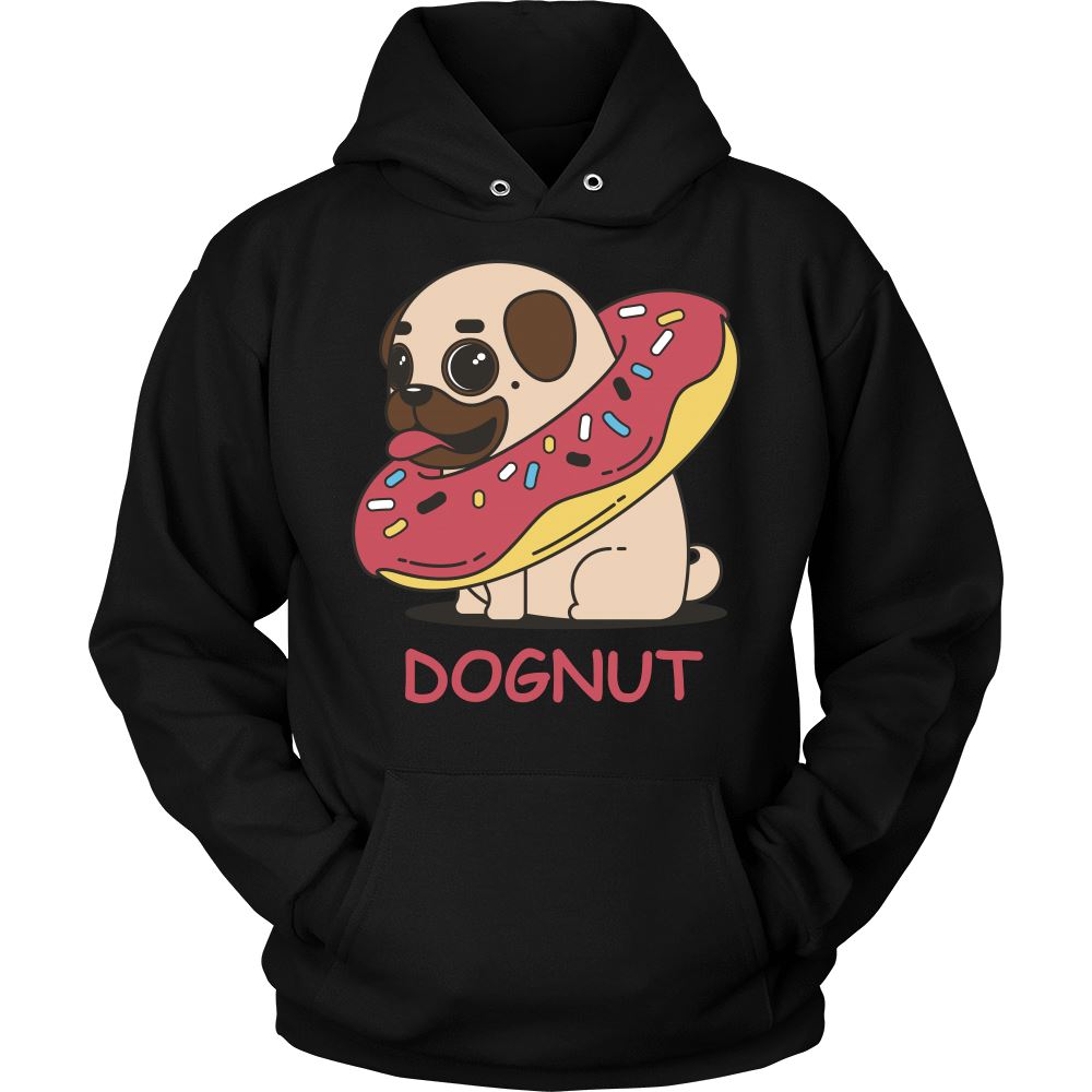 Animated Dognut Pug Design Hoodie T-shirt teelaunch Unisex Hoodie Black S