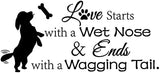 Arts Wall Decal Love Starts with a Wet Nose and Ends with a Wagging Tail Home Decor Dogs Pet Clever 