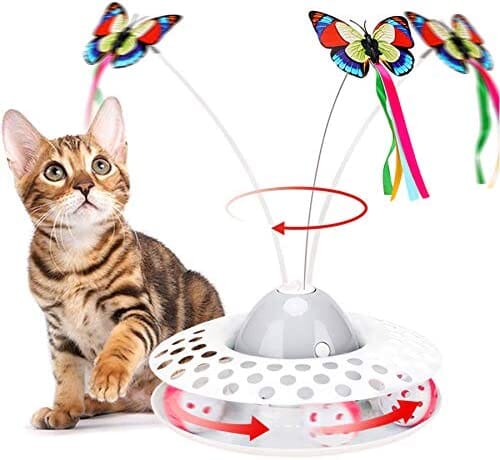 Automatic Electric Fluttering Butterfly & Ball Toy with 3 Replacement Butterfly Cat Pet Clever 