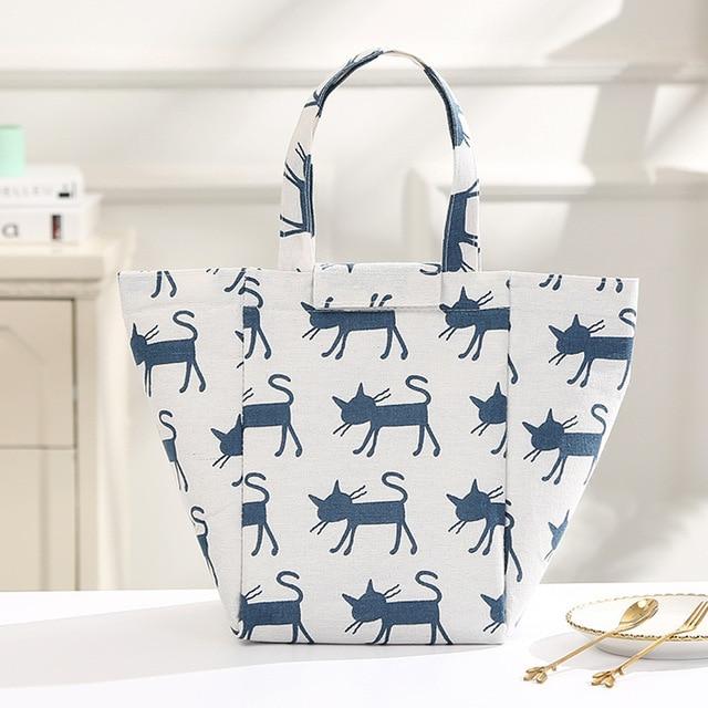Bag Insulation Lunch Box Case Home Decor Cats Pet Clever Blue cat 