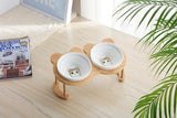 Bamboo Elevated Pet Feeder Cat Bowls & Fountains Pet Clever 8 Double Bowl 
