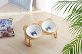 Bamboo Elevated Pet Feeder Cat Bowls & Fountains Pet Clever 12 Double Bowl 