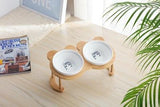 Bamboo Elevated Pet Feeder Cat Bowls & Fountains Pet Clever 5 Double Bowl 