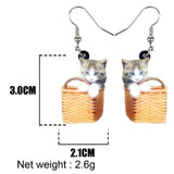 Basket Of Sweet Cat Earrings Cat Design Accessories Pet Clever 