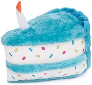 Birthday Cake Plush Toy with Squeaker for Dogs Dog Toys Pet Clever Blue 