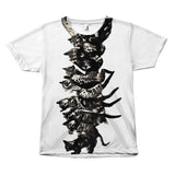 Black and White "Falling Cute Cats Design" T-shirt All Over Print teelaunch Falling Cat S 