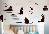 Black Cat Family Decal Home Decor Cats Pet Clever 