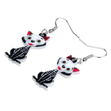Black Cat Skeleton Earrings Cat Design Accessories Pet Clever 
