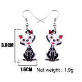 Black Cat Skeleton Earrings Cat Design Accessories Pet Clever 
