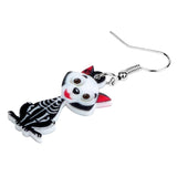Black Cat Skeleton Earrings Cat Design Accessories Pet Clever 