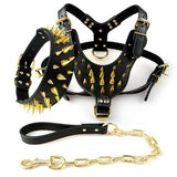 Black Spiked Studded Leather Dog Harness Collar & Leash Set Black Spiked Studded Leather Dog Harness Collar & Leash Set Pet Clever 