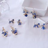 Blue Cat with Gold Bow Earrings Cat Design Accessories Pet Clever 