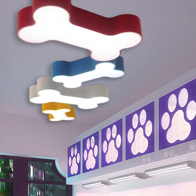 Bone Shape LED Ceiling Lamp Home Decor Dogs Pet Clever S Red warm white