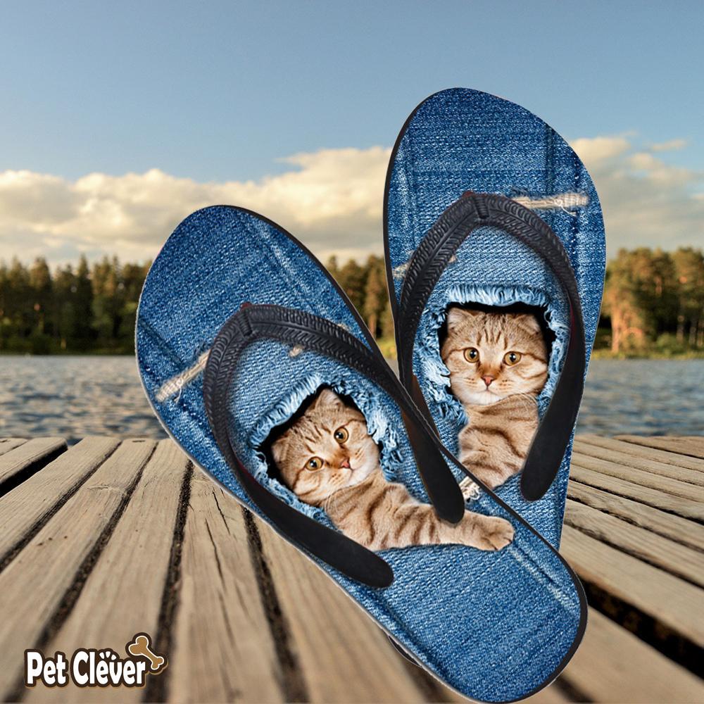 Boss Cat Flip Flops Cat Design Footwear Pet Clever 