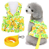 Bow Puppy Princess Dress with D-Ring Soft Mesh Adjustable Pet Dress Dog Harness Pet Clever Green X-Small 